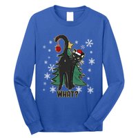 Black Cat Christmas Lights Cat Lover Funny Xmas Pajama Gift Long Sleeve Shirt