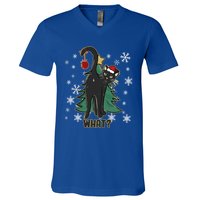 Black Cat Christmas Lights Cat Lover Funny Xmas Pajama Gift V-Neck T-Shirt