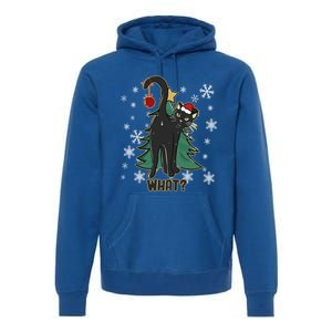 Black Cat Christmas Lights Cat Lover Funny Xmas Pajama Gift Premium Hoodie