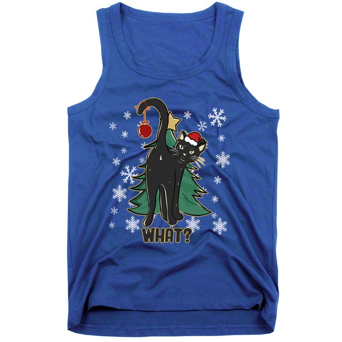 Black Cat Christmas Lights Cat Lover Funny Xmas Pajama Gift Tank Top