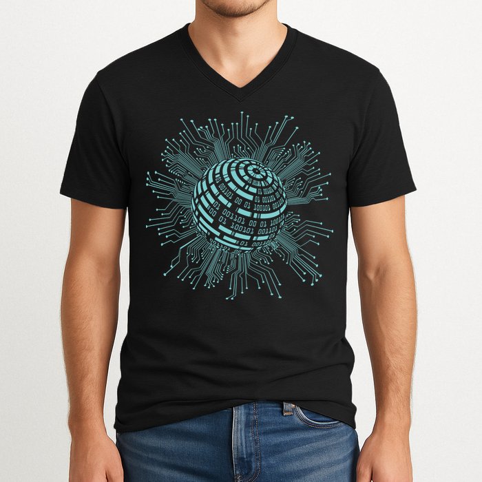Binary Coding Computer Nerd Geeks Programmer Funny Coding V-Neck T-Shirt