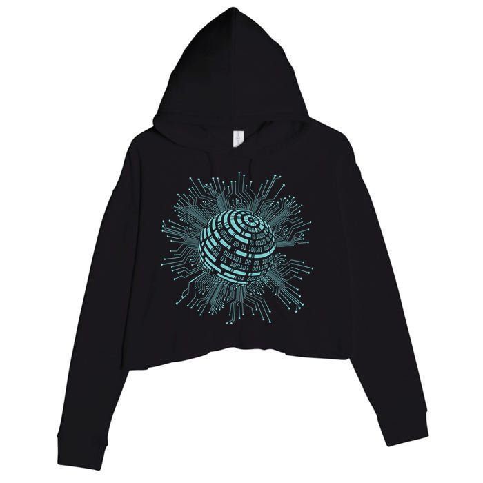 Binary Coding Computer Nerd Geeks Programmer Funny Coding Crop Fleece Hoodie