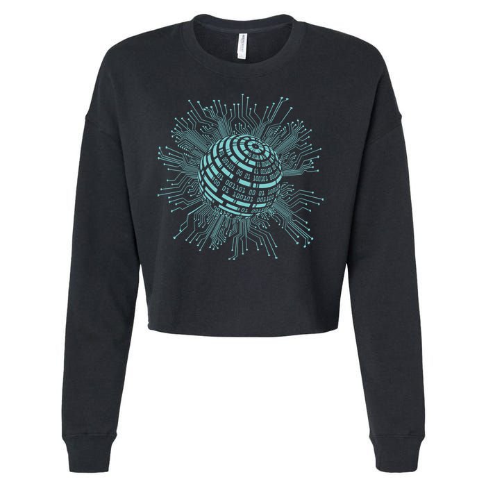 Binary Coding Computer Nerd Geeks Programmer Funny Coding Cropped Pullover Crew