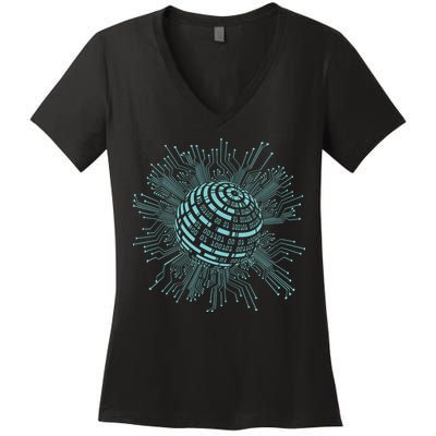 Binary Coding Computer Nerd Geeks Programmer Funny Coding Women's V-Neck T-Shirt