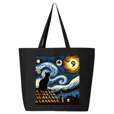 Black Cat Comma La Kamala Harris Halloween Starry Night 25L Jumbo Tote