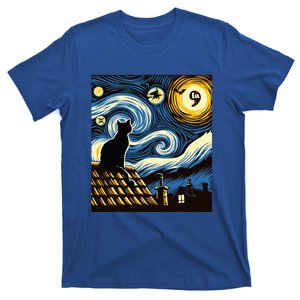 Black Cat Comma La Kamala Harris Halloween Starry Night T-Shirt