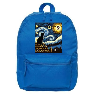 Black Cat Comma La Kamala Harris Halloween Starry Night 16 in Basic Backpack