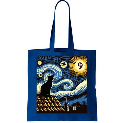 Black Cat Comma La Kamala Harris Halloween Starry Night Tote Bag