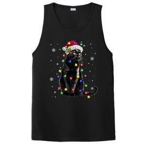 Black Cat Christmas Lights Santa Funny Cat Dad Mom Xmas Gift PosiCharge Competitor Tank