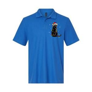 Black Cat Christmas Lights Santa Funny Cat Dad Mom Xmas Gift Softstyle Adult Sport Polo