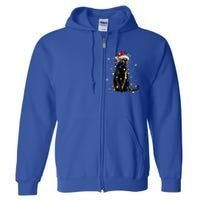 Black Cat Christmas Lights Santa Funny Cat Dad Mom Xmas Gift Full Zip Hoodie