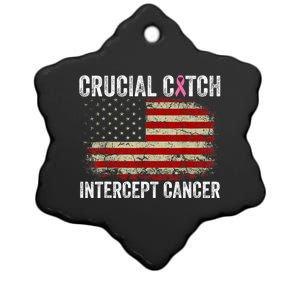 Breast Cancer Crucial A Catch Intercept Cancer Us Flag Ceramic Star Ornament