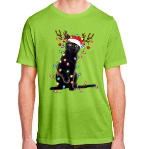 Black Cat Christmas Lights Santa Funny Cat Dad Mom Xmas Funny Gift Adult ChromaSoft Performance T-Shirt