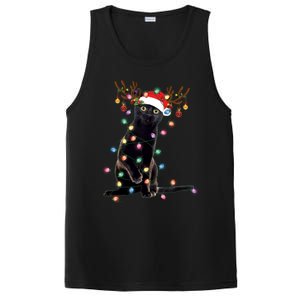 Black Cat Christmas Lights Santa Funny Cat Dad Mom Xmas Funny Gift PosiCharge Competitor Tank