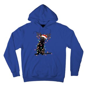 Black Cat Christmas Lights Santa Funny Cat Dad Mom Xmas Funny Gift Hoodie