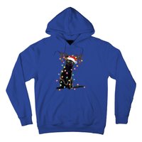 Black Cat Christmas Lights Santa Funny Cat Dad Mom Xmas Funny Gift Hoodie