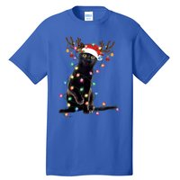 Black Cat Christmas Lights Santa Funny Cat Dad Mom Xmas Funny Gift Tall T-Shirt