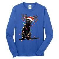 Black Cat Christmas Lights Santa Funny Cat Dad Mom Xmas Funny Gift Tall Long Sleeve T-Shirt