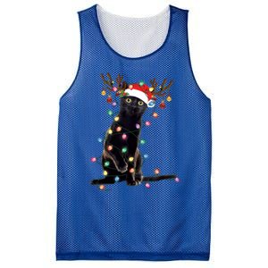 Black Cat Christmas Lights Santa Funny Cat Dad Mom Xmas Funny Gift Mesh Reversible Basketball Jersey Tank