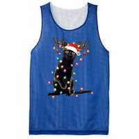 Black Cat Christmas Lights Santa Funny Cat Dad Mom Xmas Funny Gift Mesh Reversible Basketball Jersey Tank