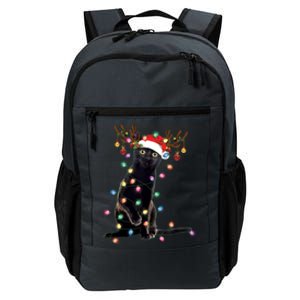 Black Cat Christmas Lights Santa Funny Cat Dad Mom Xmas Funny Gift Daily Commute Backpack