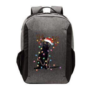 Black Cat Christmas Lights Santa Funny Cat Dad Mom Xmas Funny Gift Vector Backpack