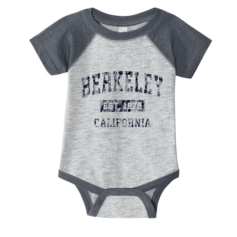 Berkeley California CA Vintage Sports Design Navy Print  Infant Baby Jersey Bodysuit
