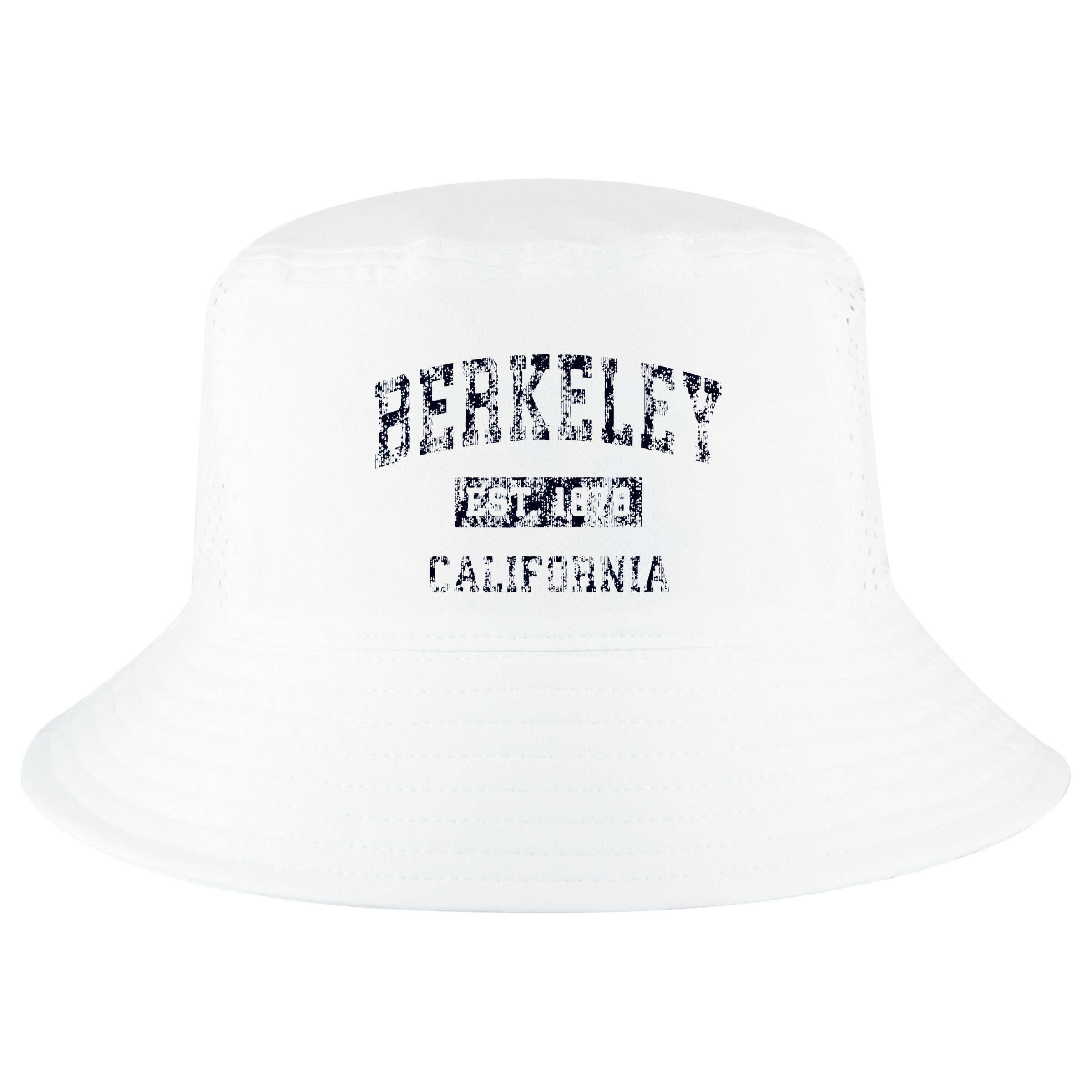 Berkeley California CA Vintage Sports Design Navy Print  Cool Comfort Performance Bucket Hat
