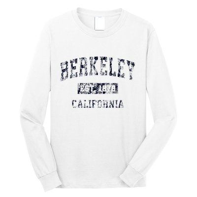 Berkeley California CA Vintage Sports Design Navy Print  Long Sleeve Shirt
