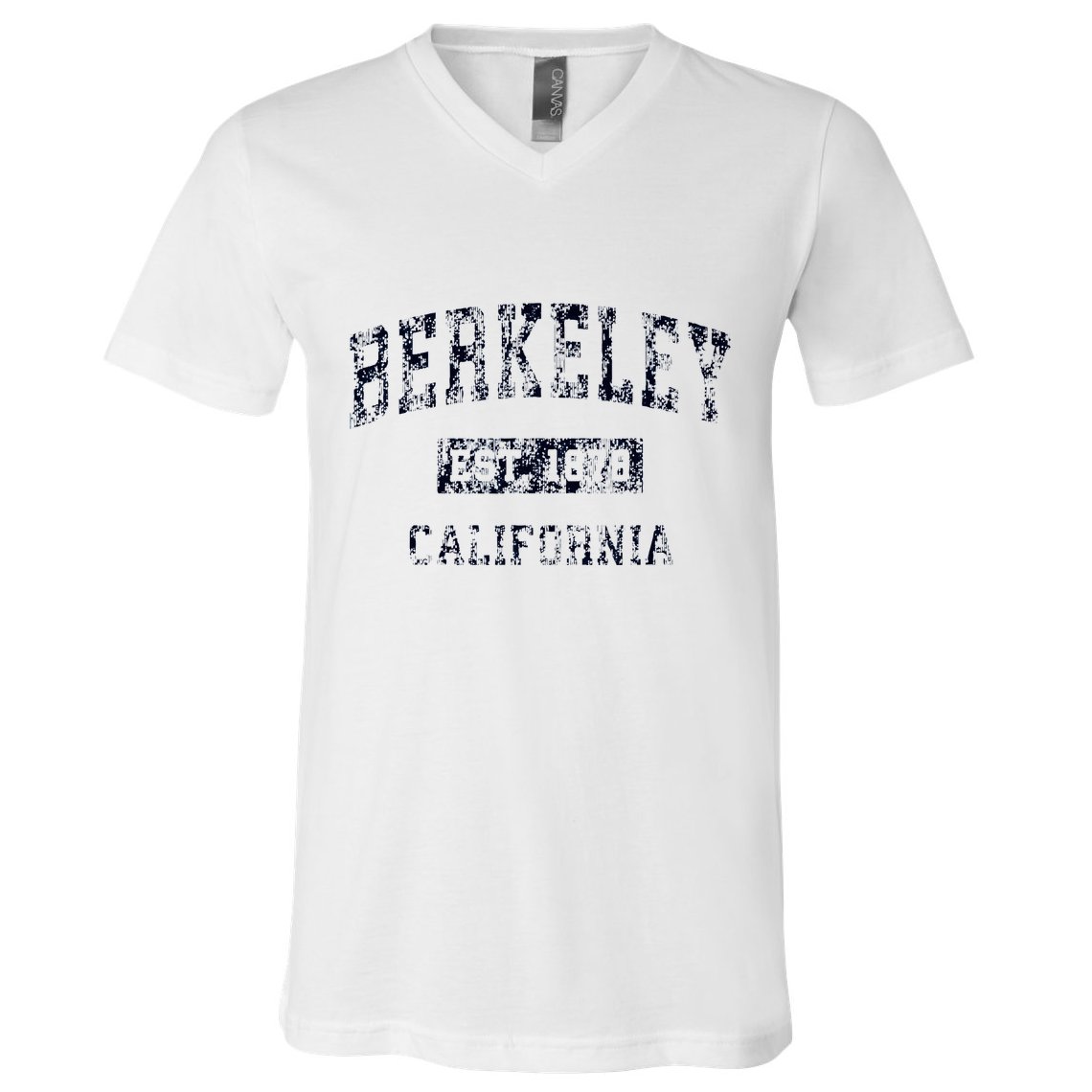 Berkeley California CA Vintage Sports Design Navy Print  V-Neck T-Shirt