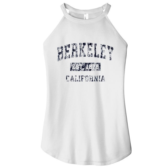 Berkeley California CA Vintage Sports Design Navy Print  Women's Perfect Tri Rocker Tank