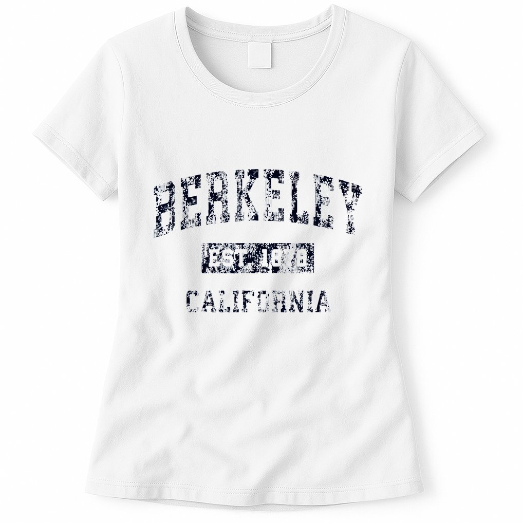Berkeley California CA Vintage Sports Design Navy Print  Womens T-Shirt