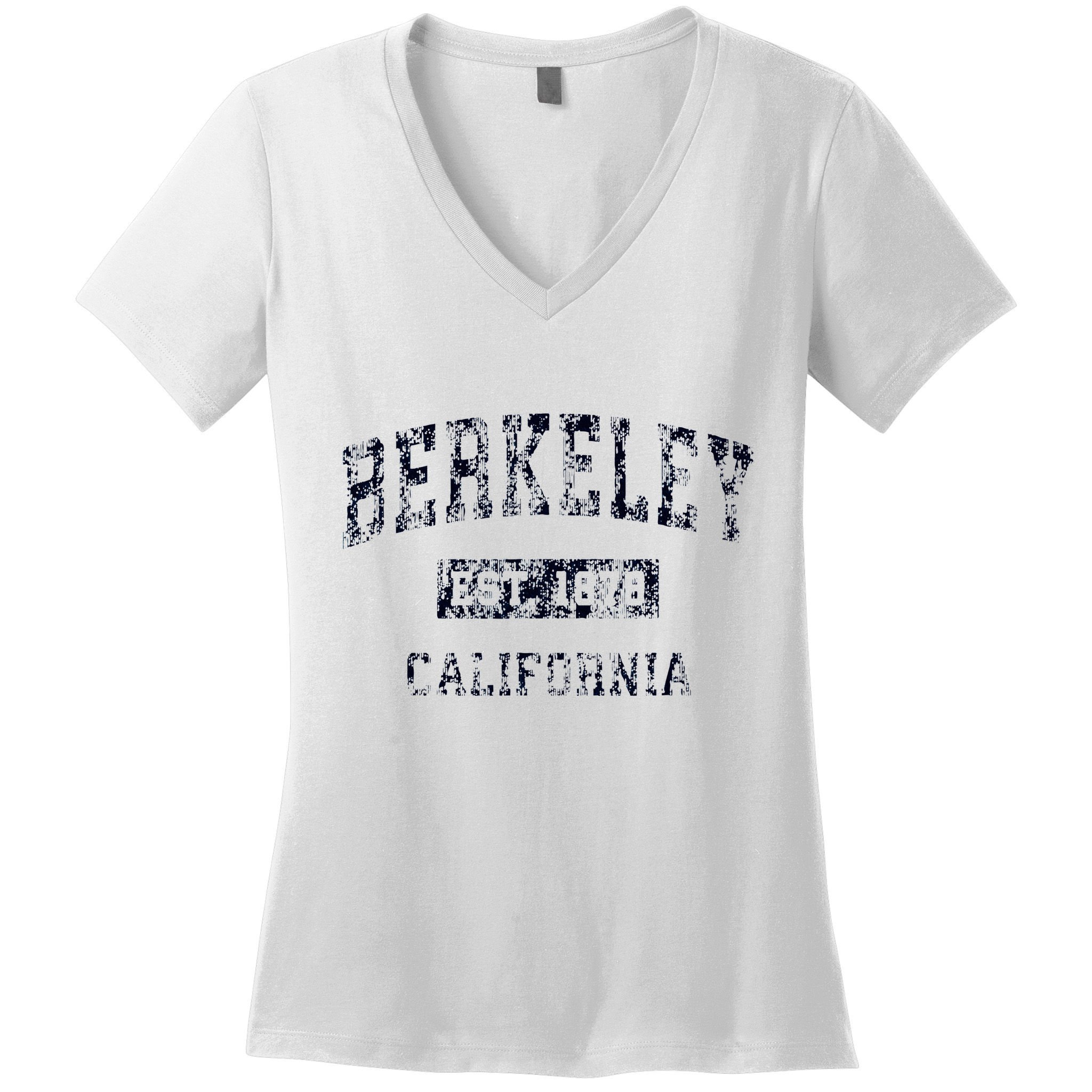 Berkeley California CA Vintage Sports Design Navy Print  Women's V-Neck T-Shirt