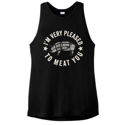 Butcher Chef Cook Bbq Grill And Pig Meat Beef Smoker Gift Ladies PosiCharge Tri-Blend Wicking Tank