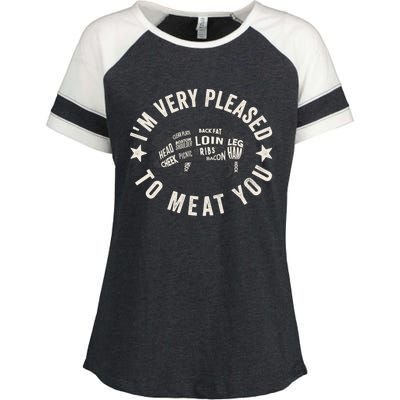 Butcher Chef Cook Bbq Grill And Pig Meat Beef Smoker Gift Enza Ladies Jersey Colorblock Tee