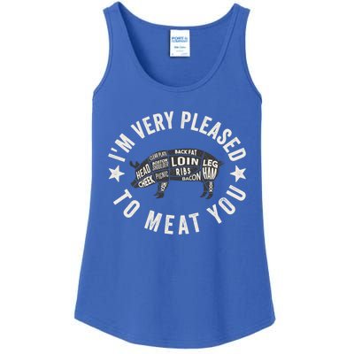 Butcher Chef Cook Bbq Grill And Pig Meat Beef Smoker Gift Ladies Essential Tank