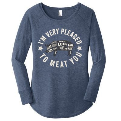 Butcher Chef Cook Bbq Grill And Pig Meat Beef Smoker Gift Women's Perfect Tri Tunic Long Sleeve Shirt