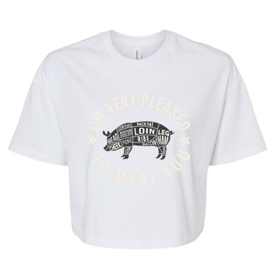 Butcher Chef Cook Bbq Grill And Pig Meat Beef Smoker Gift Bella+Canvas Jersey Crop Tee