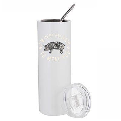 Butcher Chef Cook Bbq Grill And Pig Meat Beef Smoker Gift Stainless Steel Tumbler