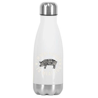 Butcher Chef Cook Bbq Grill And Pig Meat Beef Smoker Gift Stainless Steel Insulated Water Bottle