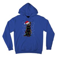 Black Cat Christmas Lights Santa Funny Cat Dad Mom Xmas Cool Gift Hoodie