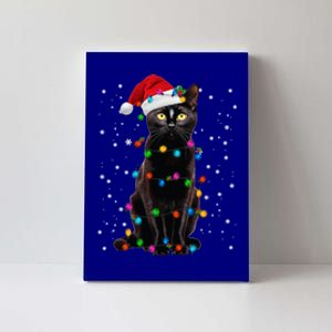 Black Cat Christmas Lights Santa Funny Cat Dad Mom Xmas Cool Gift Canvas