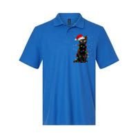 Black Cat Christmas Lights Santa Funny Cat Dad Mom Xmas Cool Gift Softstyle Adult Sport Polo