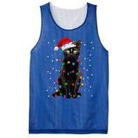 Black Cat Christmas Lights Santa Funny Cat Dad Mom Xmas Cool Gift Mesh Reversible Basketball Jersey Tank