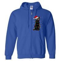 Black Cat Christmas Lights Santa Funny Cat Dad Mom Xmas Cool Gift Full Zip Hoodie