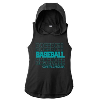 Baseball Coastal Carolina in Modern Stacked Lettering Ladies PosiCharge Tri-Blend Wicking Draft Hoodie Tank