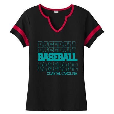 Baseball Coastal Carolina in Modern Stacked Lettering Ladies Halftime Notch Neck Tee