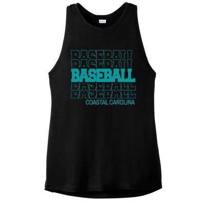 Baseball Coastal Carolina in Modern Stacked Lettering Ladies PosiCharge Tri-Blend Wicking Tank