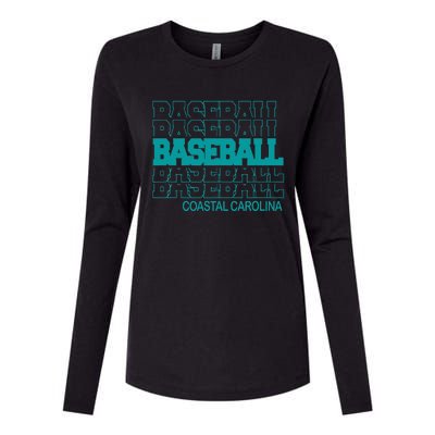 Baseball Coastal Carolina in Modern Stacked Lettering Womens Cotton Relaxed Long Sleeve T-Shirt