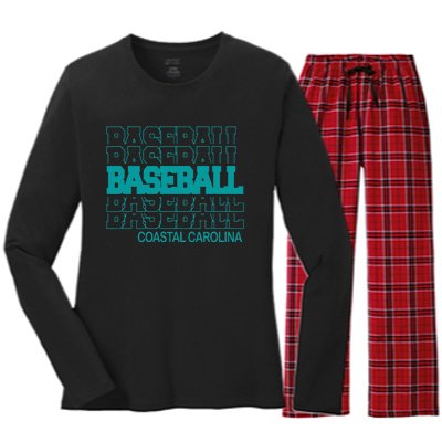 Baseball Coastal Carolina in Modern Stacked Lettering Women's Long Sleeve Flannel Pajama Set 